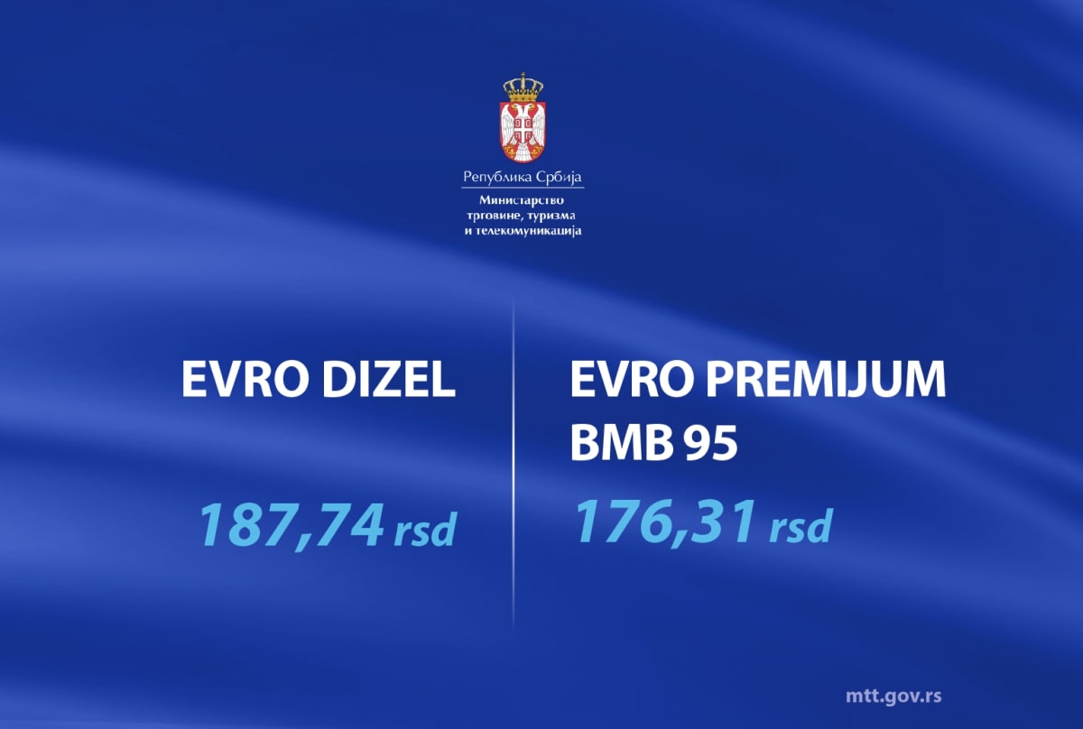 ОБАВЕШТЕЊЕ О НАЈВИШОЈ МАЛОПРОДАЈНОЈ ЦЕНИ ДЕРИВАТА НАФТЕ EVRO DIZEL И EVRO PREMIJUM BMB 95